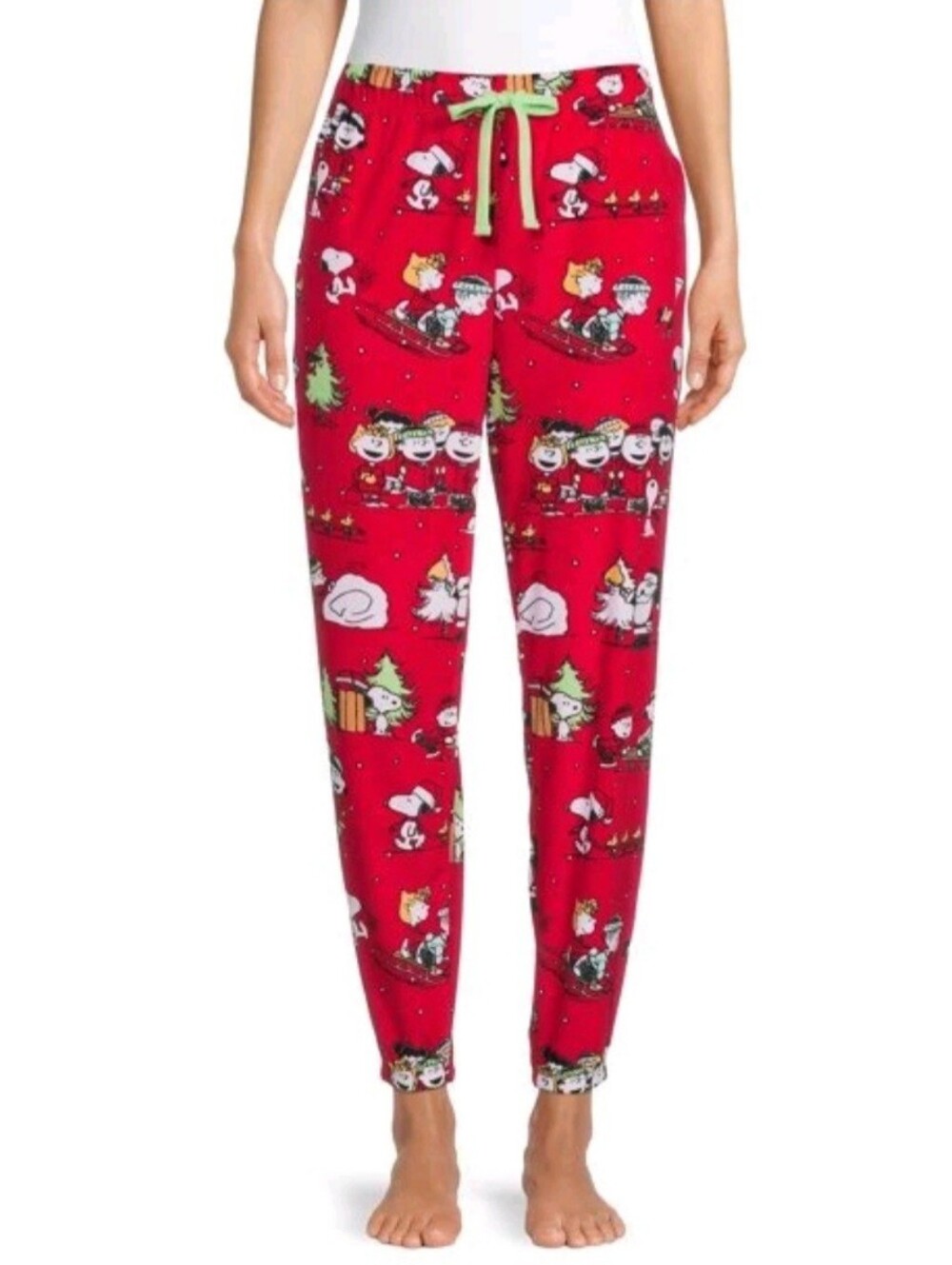 Peanuts Snoopy Women's Holiday Plush Sleep Pants w/pockets Size M (8-10)